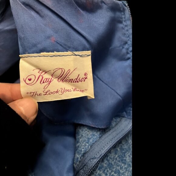 Vintage Blue Wool Dress - Picture 5 of 6